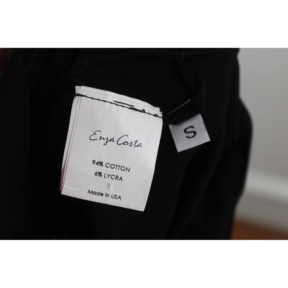 Enza Costa Size S Black Bodysuit Long Sleeve Cotton Lycra Crew Neck SJB7027 - Picture 6 of 10